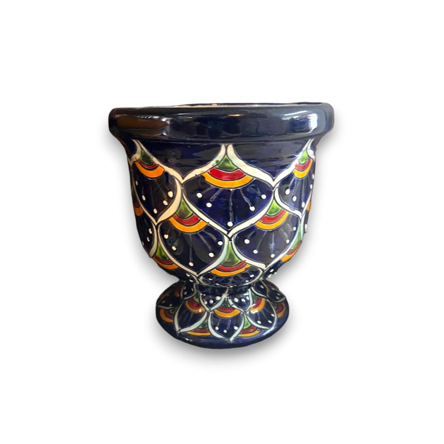 Hand-Painted Talavera Flower Pot | Peacock Design